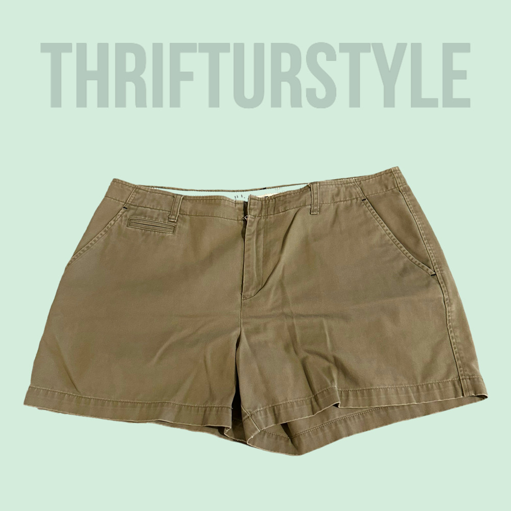 Tommy Hilfiger Chino Shorts Women's Khaki Beige Flat Front Casual 14‎